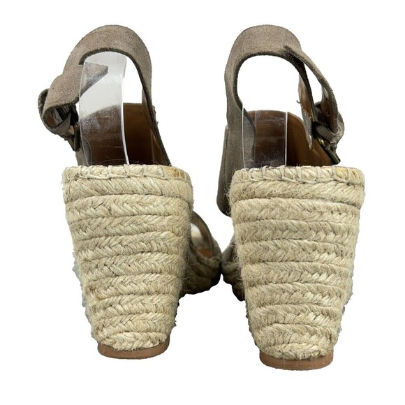 Dolce Vita Sandals Size 9.5 Taupe Espadrille Slingback Wedge Heel Nubuck Leather - Picture 7 of 15